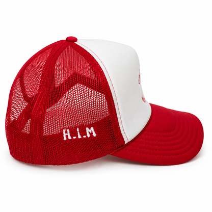 "Money Is the Root of All Possibilities" Trucker Hat (Red/White)