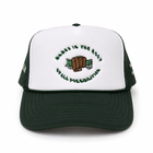 "Money Is the Root of All Possibilities" Trucker Hat (Green/Brown)
