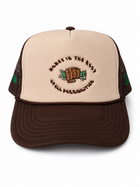 "Money Is the Root of All Possibilities" Trucker Hat (Brown/Green)