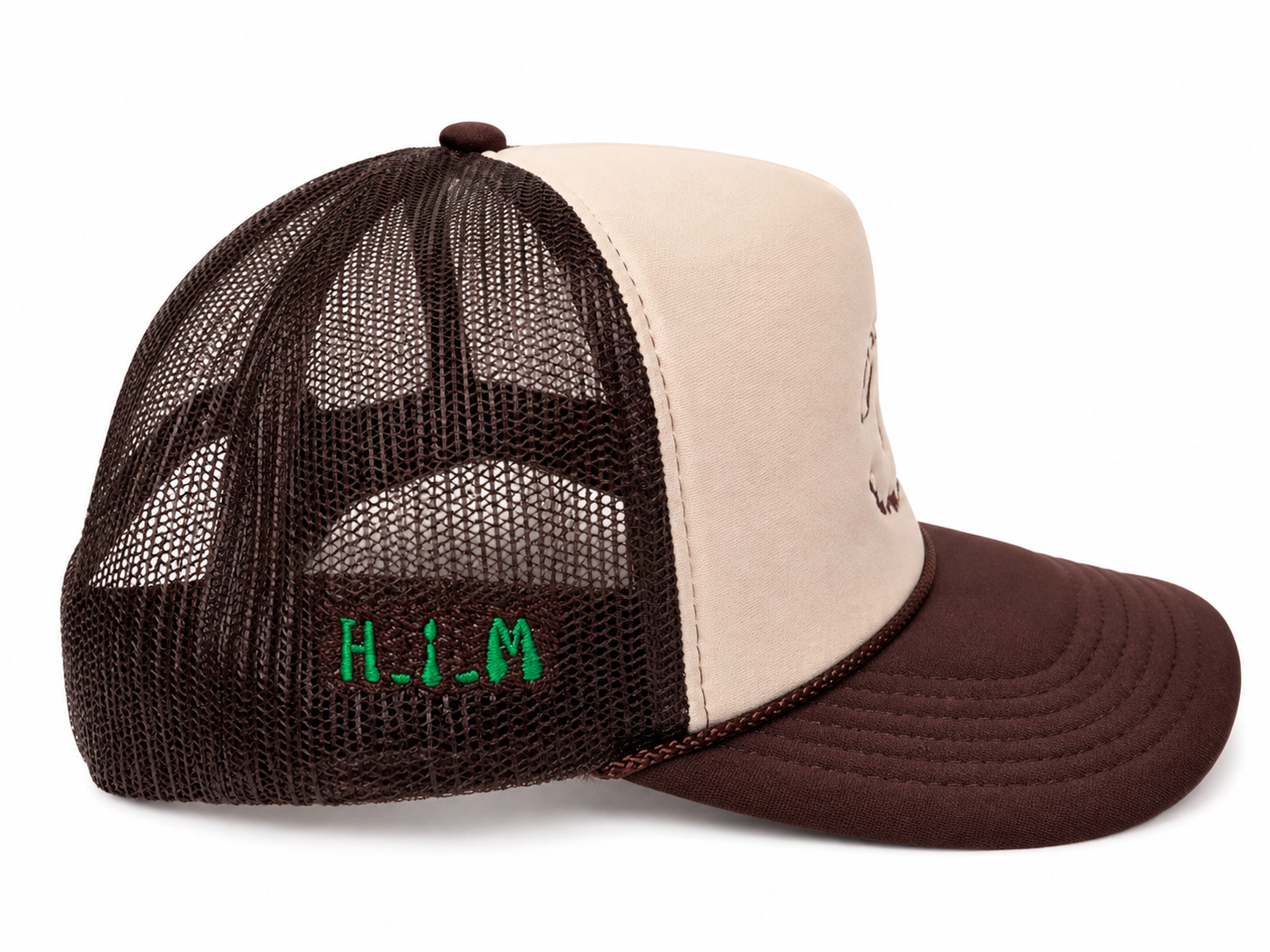 "Money Is the Root of All Possibilities" Trucker Hat (Brown/Green)