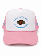 "Money Is the Root of All Possibilities" Trucker Hat (Pink/Blue)