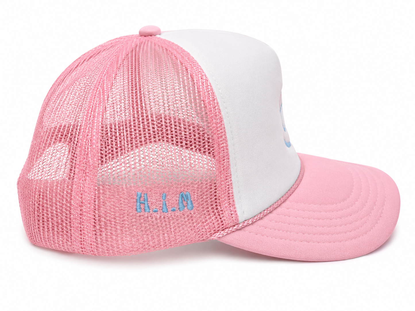 "Money Is the Root of All Possibilities" Trucker Hat (Pink/Blue)