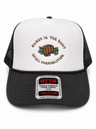 "Money Is the Root of All Possibilities" Trucker Hat (Gray/Brown)