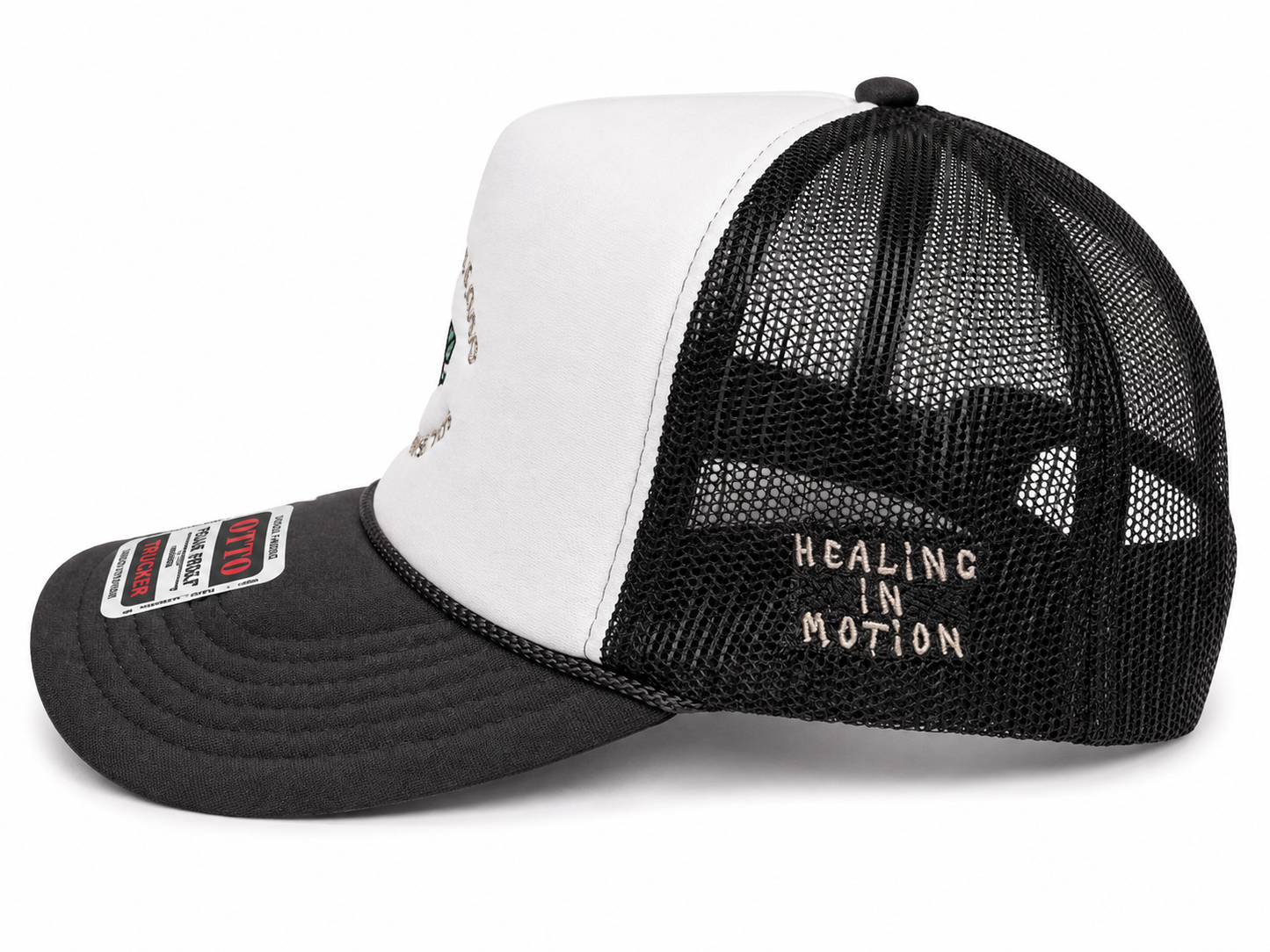 "Money Is the Root of All Possibilities" Trucker Hat (Gray/Brown)
