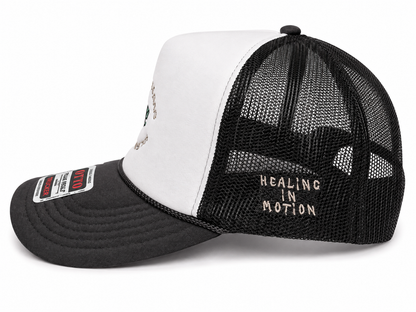 "Money Is the Root of All Possibilities" Trucker Hat (Gray/Brown)