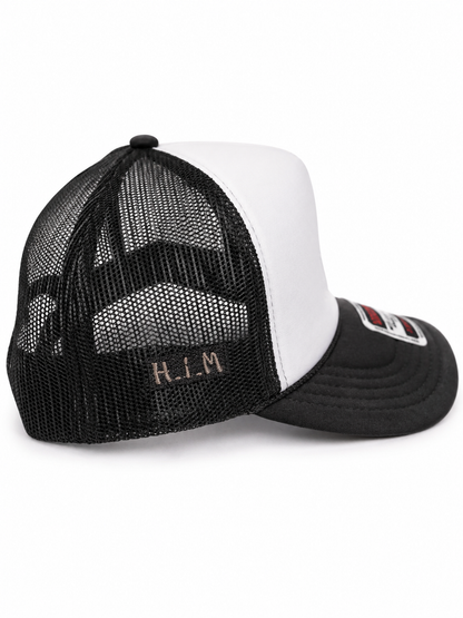 "Money Is the Root of All Possibilities" Trucker Hat (Gray/Brown)
